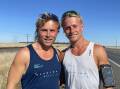 Stefan and Lachlan Lamble on the Dimboola to Melbourne leg of the cross Australia run for cancer. Picture by Sheryl Lowe