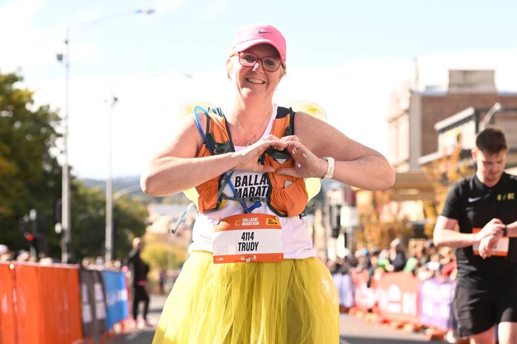 Trudy Randell wore a yellow skirt during her half marathon in response to calls to wear yellow in honour of Samantha Murphy. Picture by Adam Trafford
