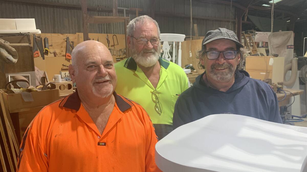 SUPPORT: Allan Rees, Alan Cooper and Allan Rees Jnr at Stawell's Men's Shed. Picture: TALLIS MILES