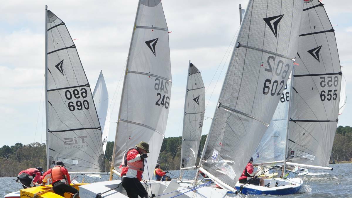 RACE: Dinghies racing at the 2018 regatta held at Lake Fyans, hosted by the Stawell Yacht Club. Picture, CONTRIBUTED, STAWELL YACHT CLUB