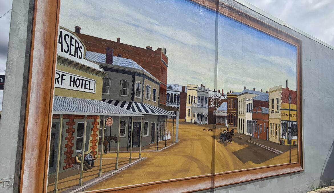 The Mural on Monaghans Real Estate building looking towards Main Street in 1896. Commissioned by Monaghan's and painted by Bev Isaac and Peter Voice. Picture by Sheryl Lowe
