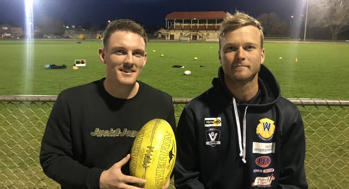 COACHING: Stawell Warriors' assistant coach Jay Moody and coach Tom Eckel will continue their roles in 2022. Picture: CASSANDRA LANGLEY