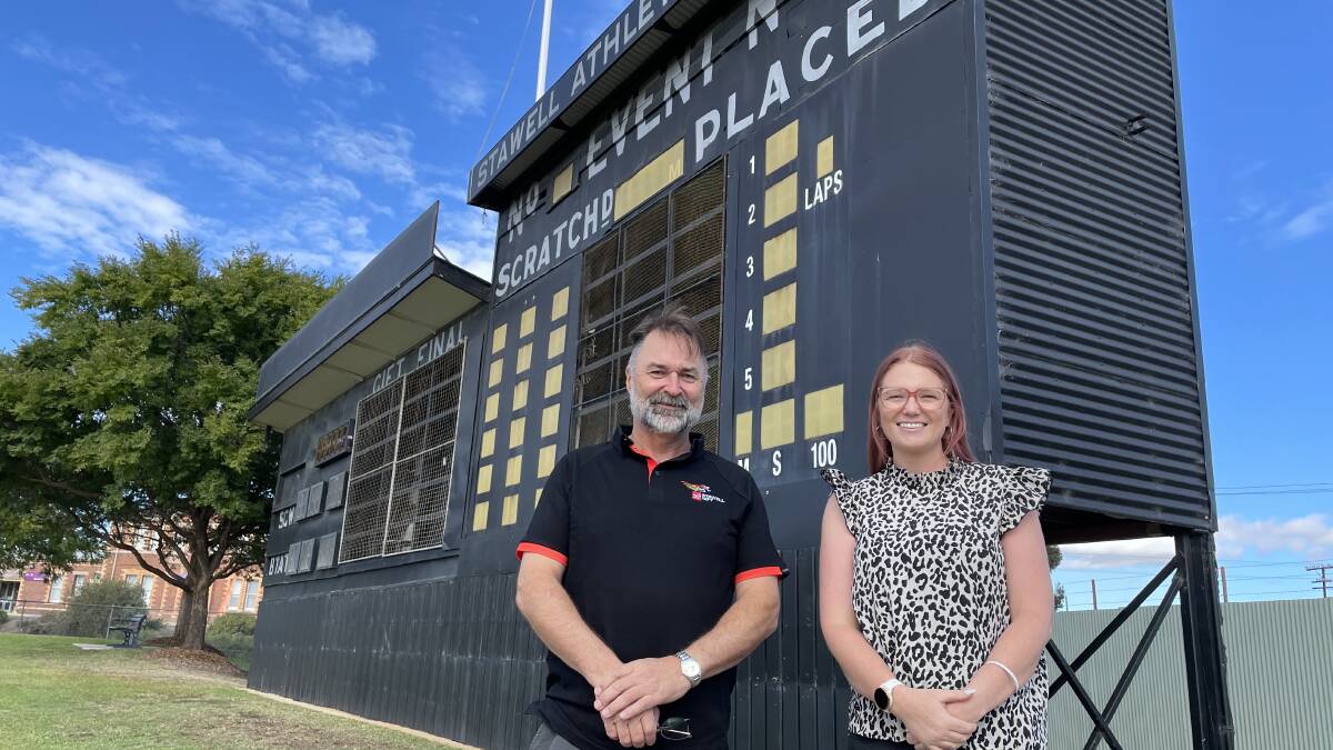 CHANGES: Stawell Athletic Club president Geoff McDermott and Stawell resident Lauren Dempsey are delighted the women's names will appear on the scoreboard for the final. Picture: CASSANDRA LANGLEY