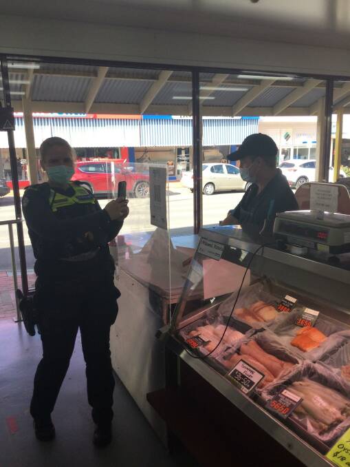 NEW RULES: First Constable Lauren Cole checks in at Newton Butchers in Stawell.