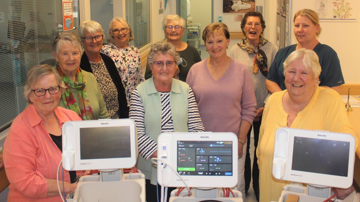 Stawell Hospital Auxiliary with the three new vital monitors. Picture supplied