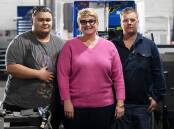 Obieco's HR manager Fiona Sweeney with new recruits Te Awhitu Nankivell, accessory fitter, and Lloyd Broadfoot, trades person assistant. Picture by Gareth Gardner.