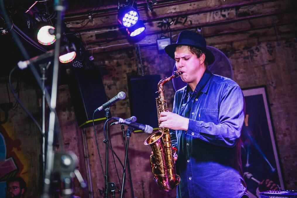 Sam Boon playing saxophone, his work has been nominated for an ARIA award. Picture supplied