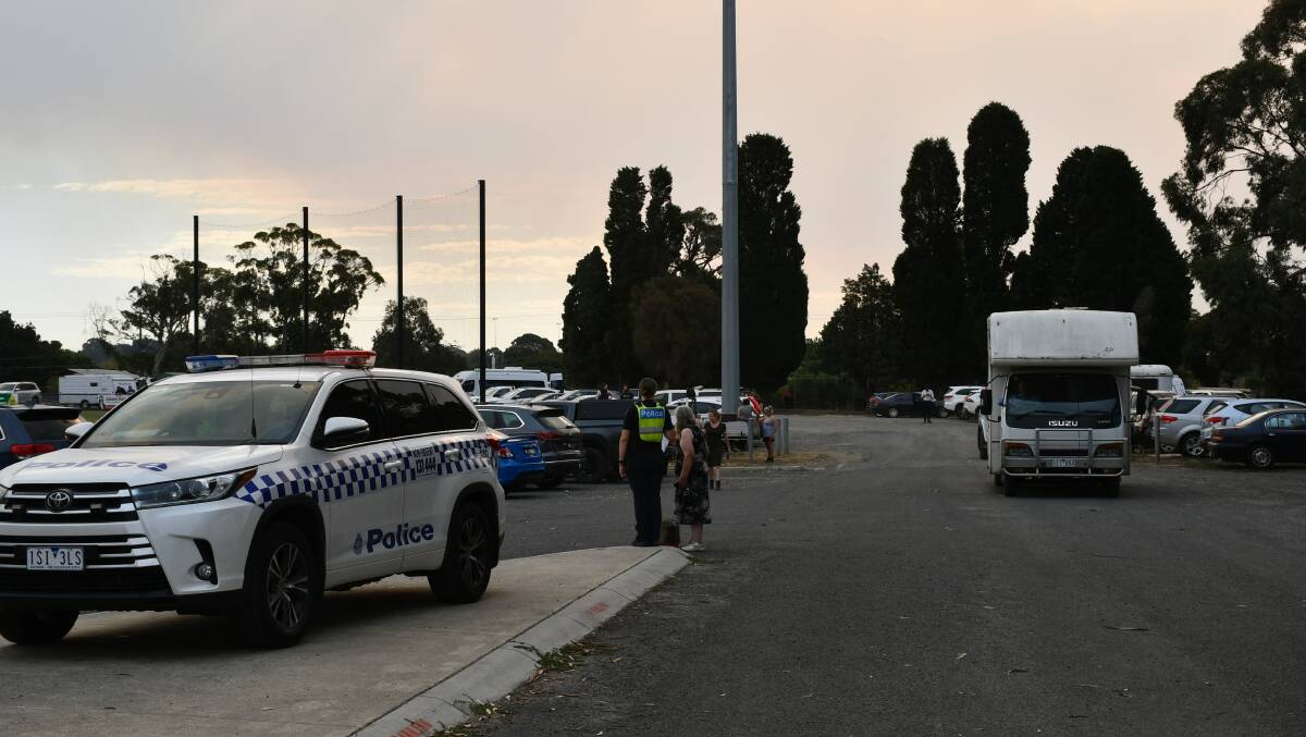 Smoke was heavy at the Wendouree relief centre on Thursday evening. Picture by The Courier