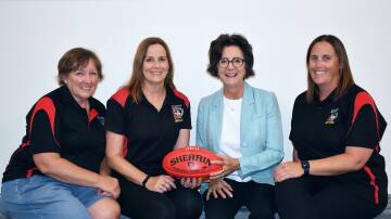 Stawell Colene Matthews, Tracey Dark and Amber Mitchell (right) with Jacinta Ermacora MLC. Picture by Ben Fraser