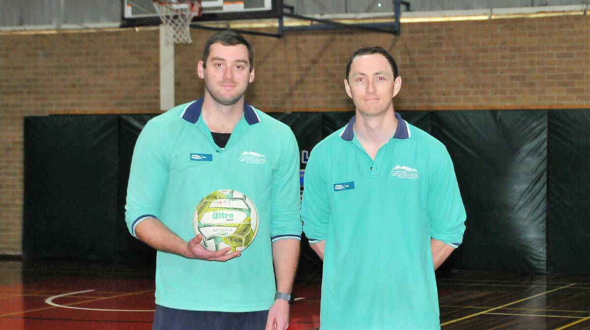 LOOKING FOR PLAYERS: Stawell Sports and Aquatic Centre's Ben Hodgetts and Matt Bourke are ready to take registrations for upcoming sports seasons for summer. Picture: CASSANDRA LANGLEY